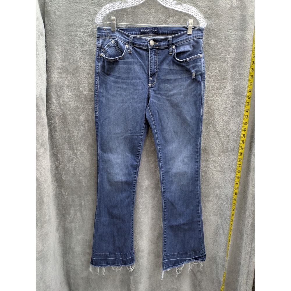 Women's Boot cut Jeans 14 Mid Rise Distressed Released Hem Casual‎